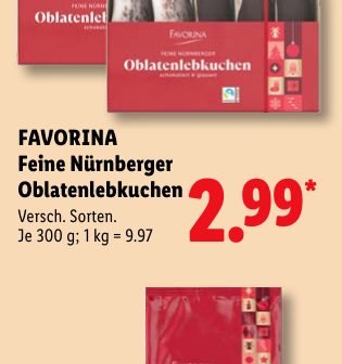 FAVORINA Feine Nürnberger Oblatenlebkuchen