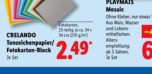 CRELANDO Tonzeichenpapier/ Fotokarton-Block