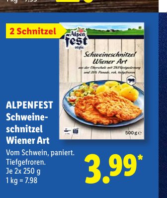 ALPENFEST Schweine schnitzel Wiener Art