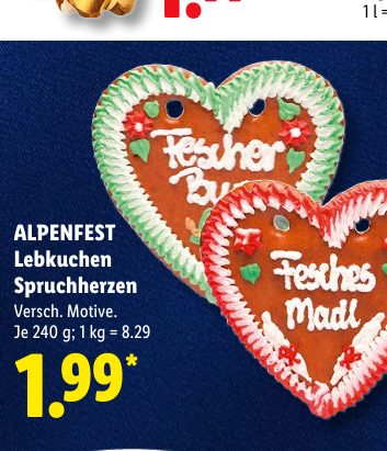 ALPENFEST Lebkuchen Spruchherzen