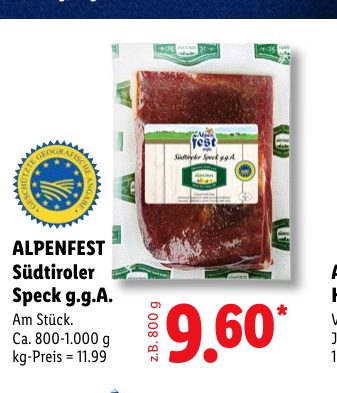 ALPENFEST Südtiroler Speck g.g.A.