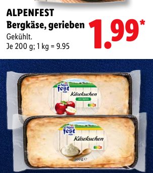 ALPENFEST Bergkäse, gerieben