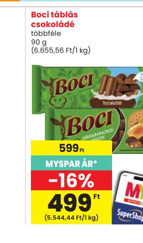 Boci táblás csokoládé