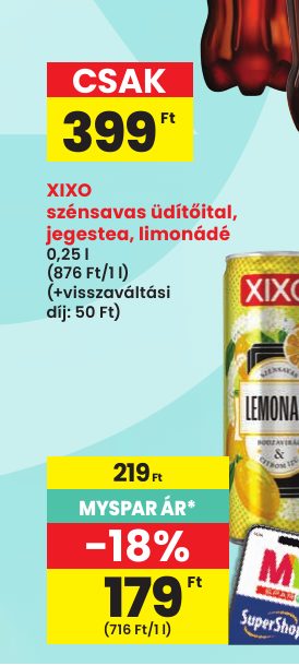 XIXO szénsavas üdítőital, jegestea, limonádé
