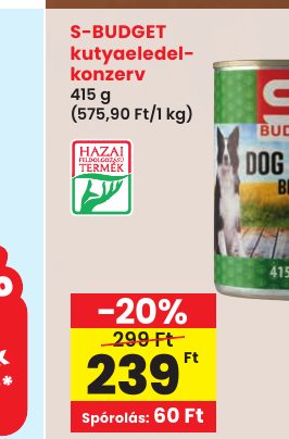 S-BUDGET kutyaeledel- konzerv