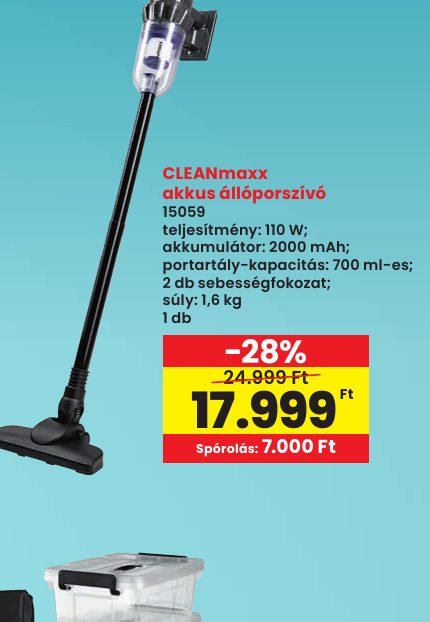 CLEANmaxx akkus állóporszívó