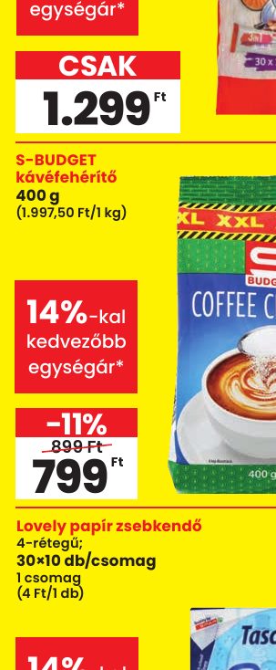 S-BUDGET kávéfehérítő 400 g