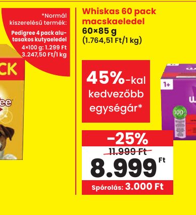 Whiskas 60 pack macskaeledel 60×85 g