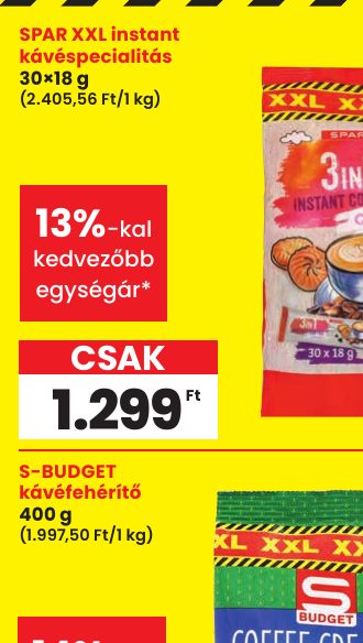 SPAR XXL instant kávéspecialitás 30×18 g