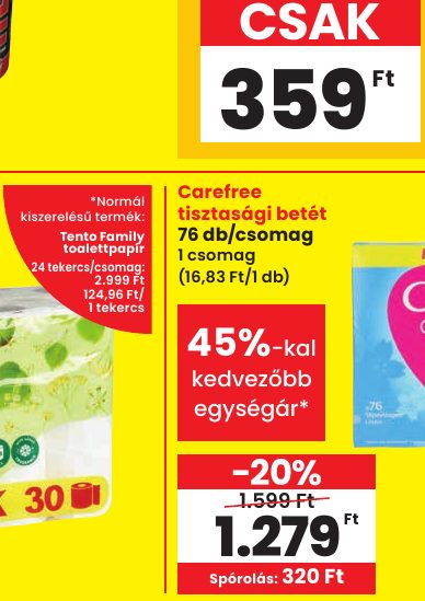 Carefree tisztasági betét 76 db/csomag