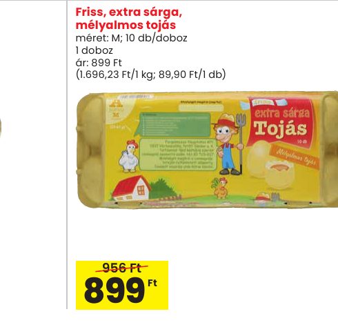 Friss, extra sárga, mélyalmos tojás