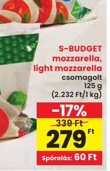S-BUDGET mozzarella, light mozzarella