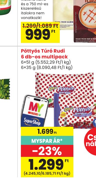 Pöttyös Túró Rudi 6 db-os multipack