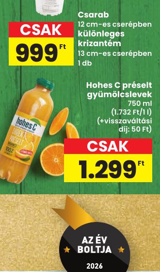 Hohes C préselt gyümölcslevek
