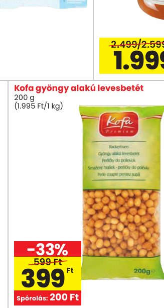 Kofa gyöngy alakú levesbetét
