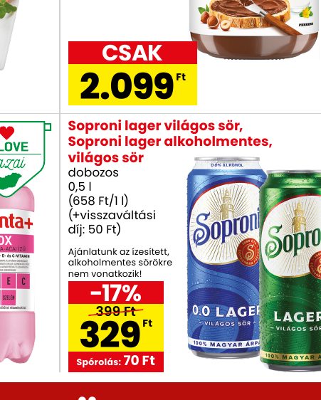 Soproni lager világos sör, Soproni lager alkoholmentes, világos sör
