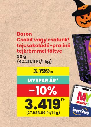 Baron Csokit vagy csalunk! tejcsokoládé-praliné tejkrémmel töltve