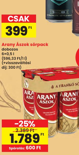 Arany Ászok sörpack