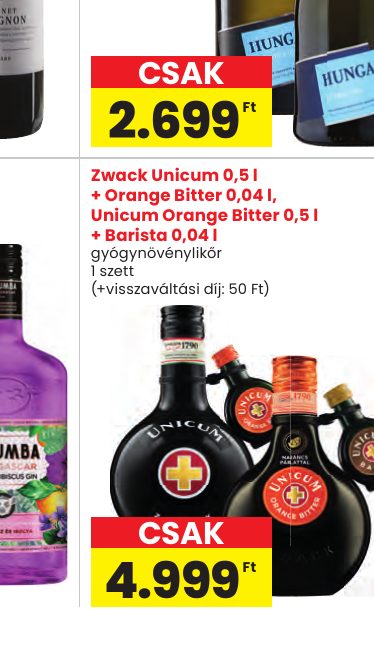 Zwack Unicum 0,5 l + Orange Bitter 0,04 l, Unicum Orange Bitter 0,5 l + Barista 0,04 l