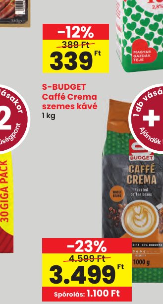 S-BUDGET Caffé Crema szemes kávé