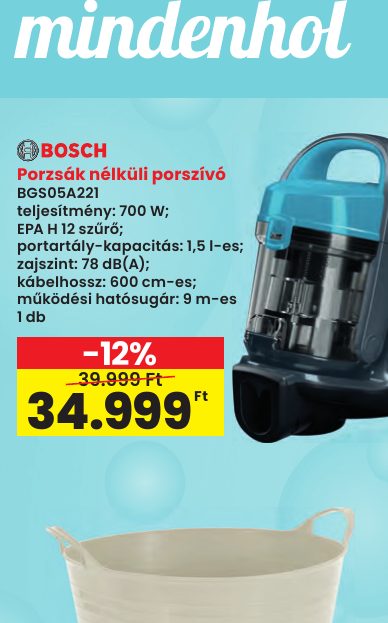 Porzsák nélküli porszívó