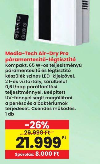 Media-Tech Air-Dry Pro páramentesítő-légtisztító
