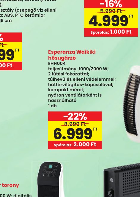 Esperanza Waikiki hősugárzó