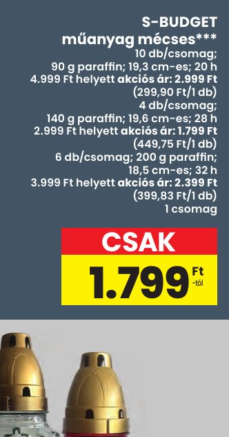 S-BUDGET műanyag mécses***