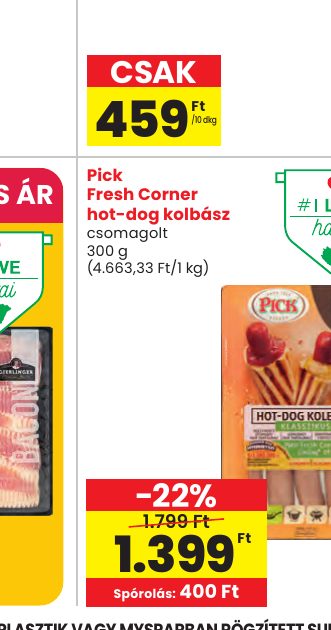 Pick Fresh Corner hot-dog kolbász