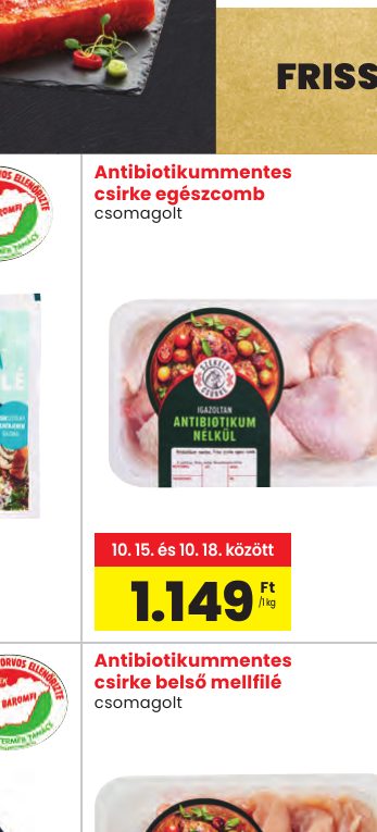Antibiotikummentes csirke egészcomb
