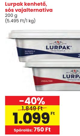 Lurpak kenhető, sós vajalternatíva