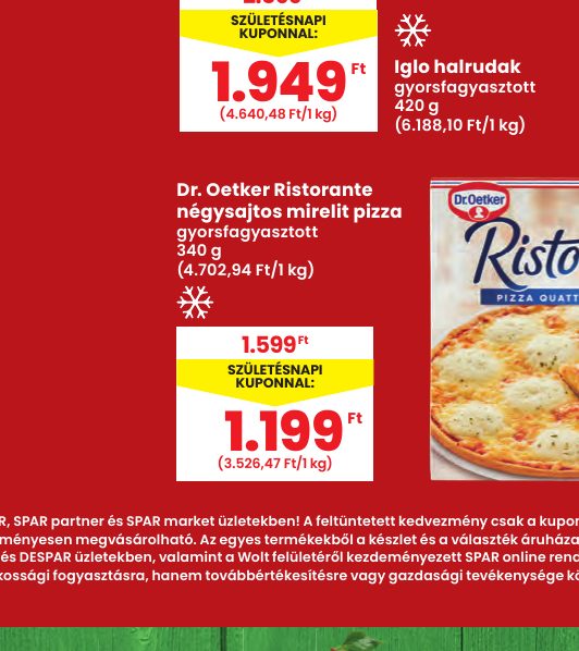 Dr. Oetker Ristorante négysajtos mirelit pizza