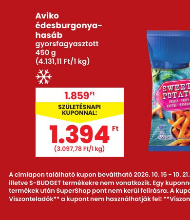 Aviko édesburgonya- hasáb