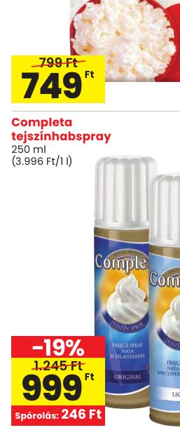 Completa tejszínhabspray