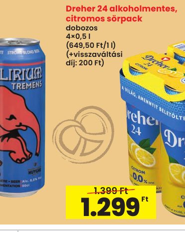 Dreher 24 alkoholmentes, citromos sörpack