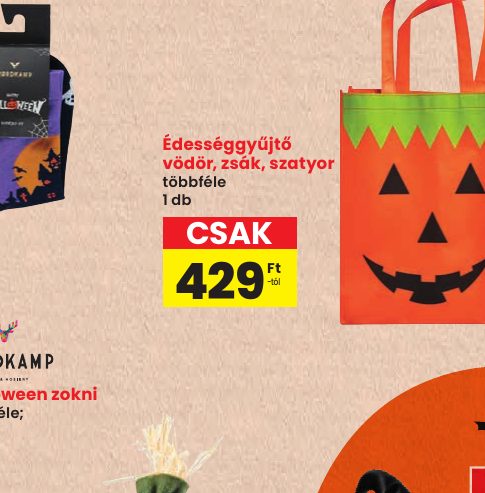 Édességgyűjtő vödör, zsák, szatyor