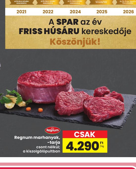 A SPAR az év FRISS HÚSÁRU kereskedője