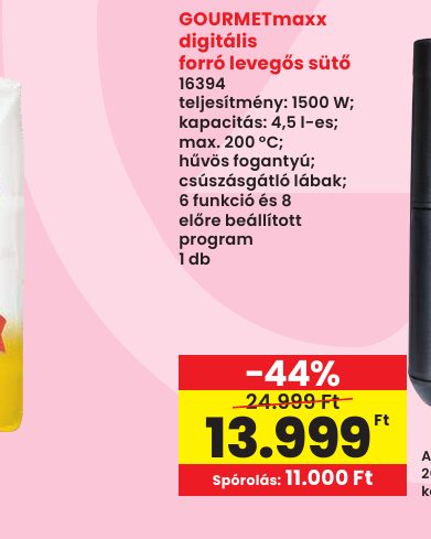 GOURMETmaxx digitális forró levegős sütő
