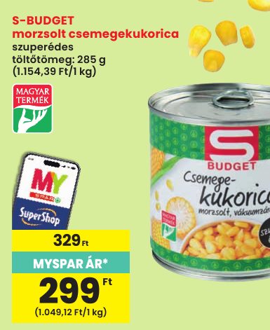 S-BUDGET morzsolt csemegekukorica