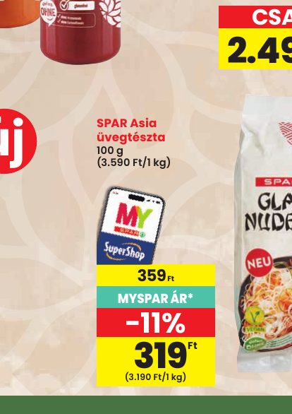 SPAR Asia üvegtészta