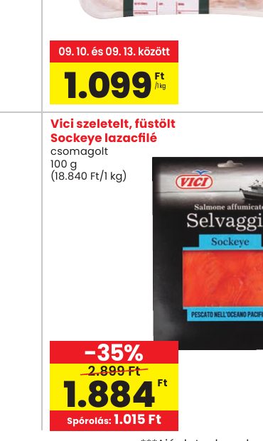 Vici szeletelt, füstölt Sockeye lazacfilé