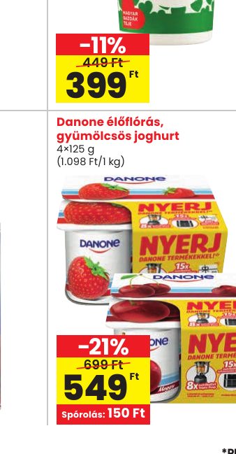 Danone élőflórás, gyümölcsös joghurt