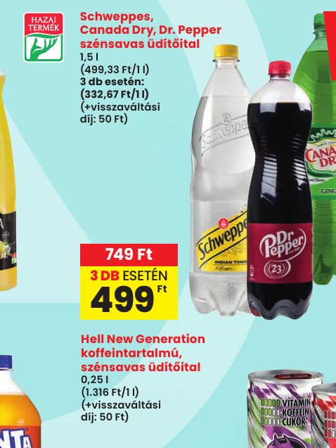 Schweppes, Canada Dry, Dr. Pepper szénsavas üdítőital