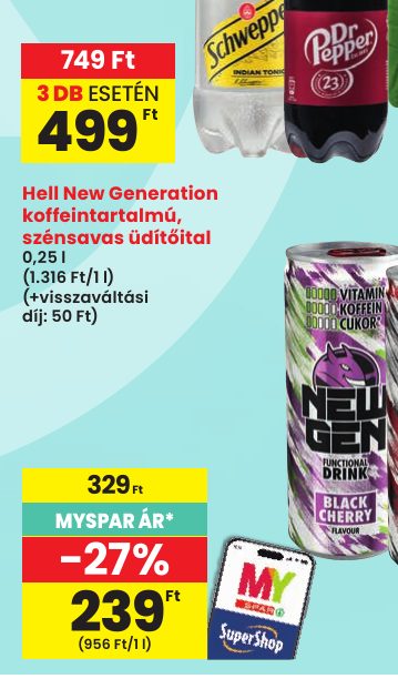 Hell New Generation koffeintartalmú, szénsavas üdítőital