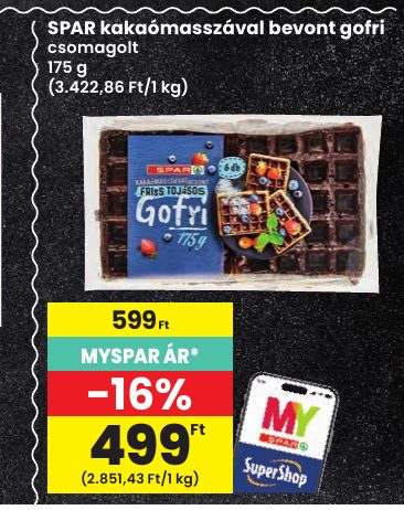 SPAR kakaómasszával bevont gofri