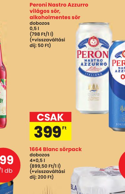 Peroni Nastro Azzurro világos sör, alkoholmentes sör