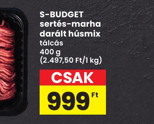 S-BUDGET sertés-marha darált húsmix