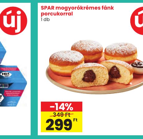 SPAR mogyorókrémes fánk porcukorral