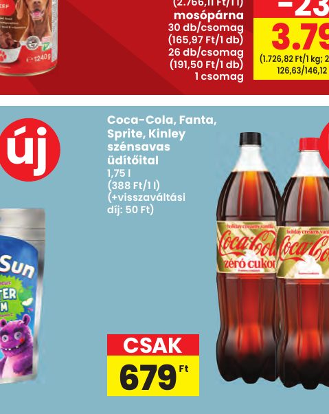 Coca-Cola, Fanta, Sprite, Kinley szénsavas üdítőital