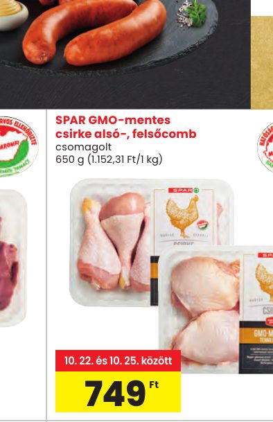 SPAR GMO-mentes csirke alsó-, felsőcomb